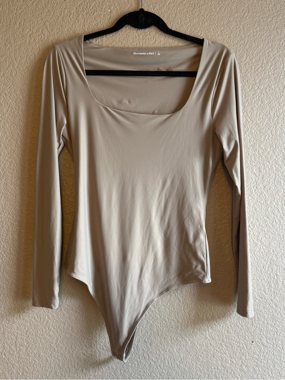 Abercrombie & Fitch Long-Sleeve Square Neck Bodysuit - Beige
